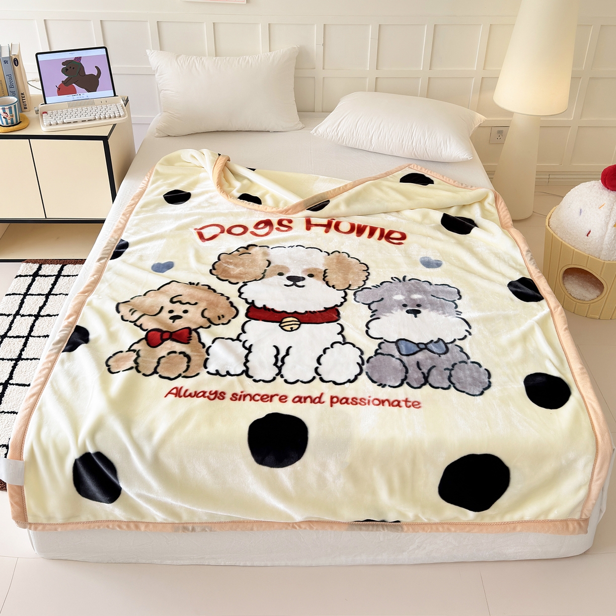 91家纺网 家纺一手货源 找家纺 舒隅家纺 2025新款大版印花云毯毛毯毯子 波点家族