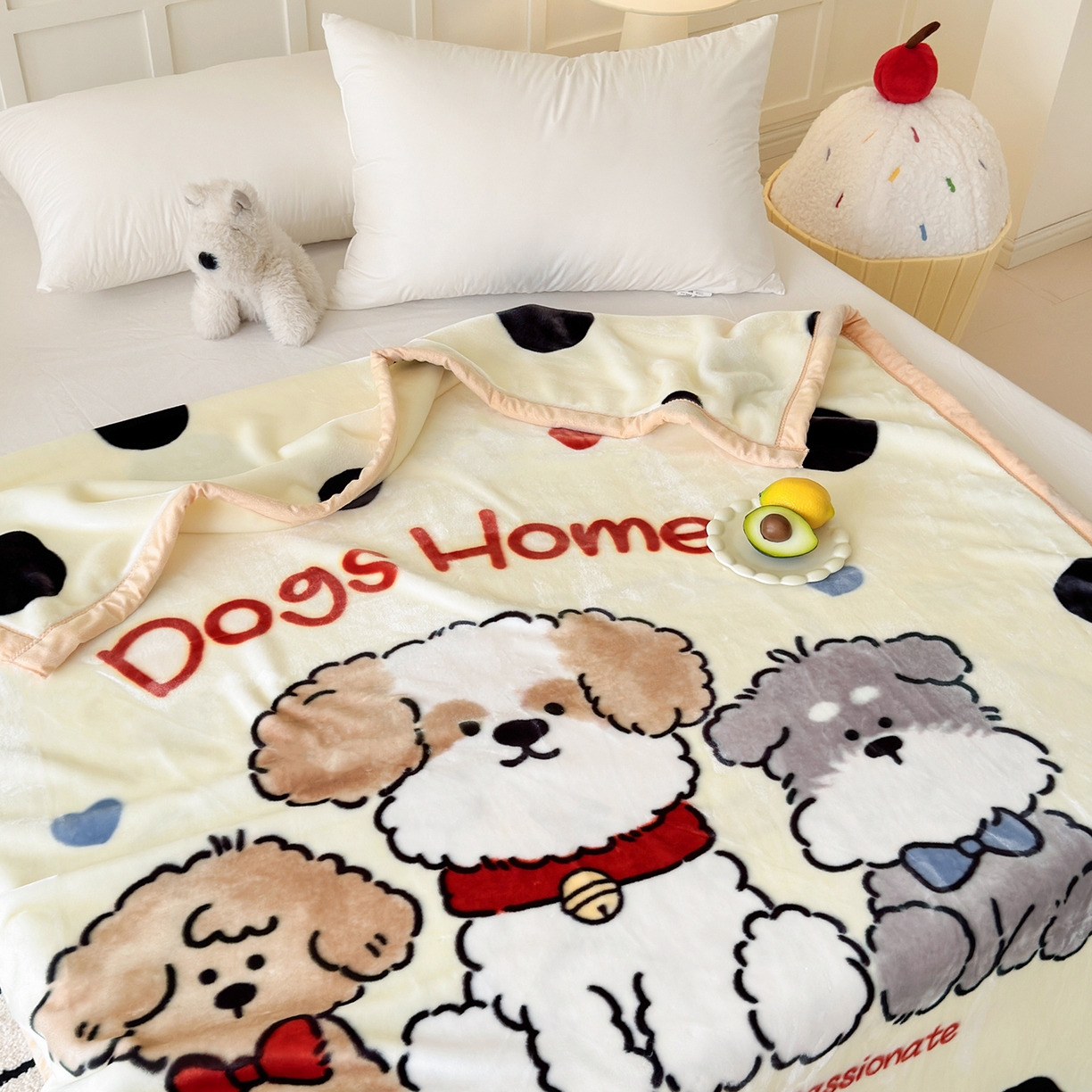 91家纺网 家纺一手货源 找家纺 舒隅家纺 2025新款大版印花云毯毛毯毯子 波点家族