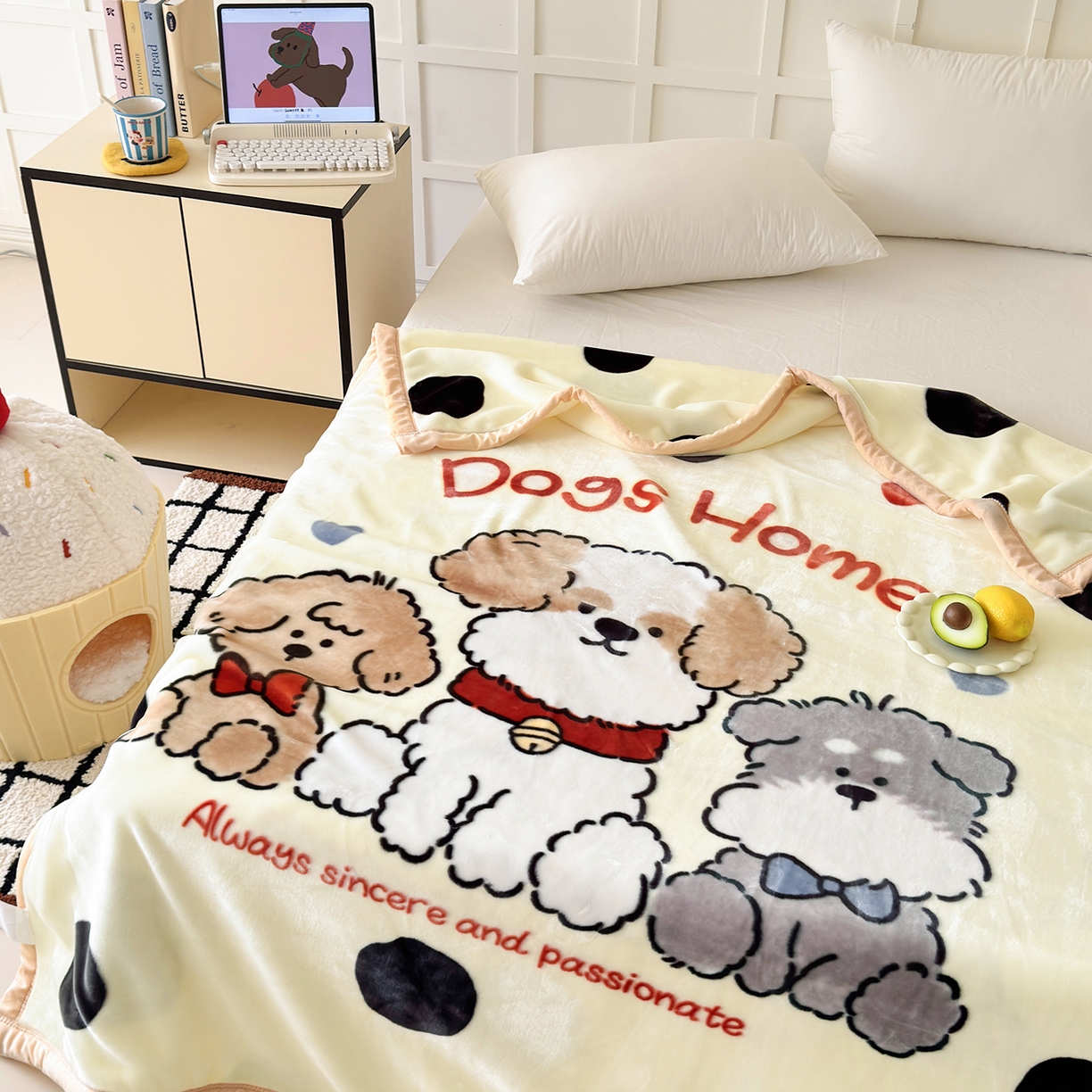 91家纺网 家纺一手货源 找家纺 舒隅家纺 2025新款大版印花云毯毛毯毯子 波点家族