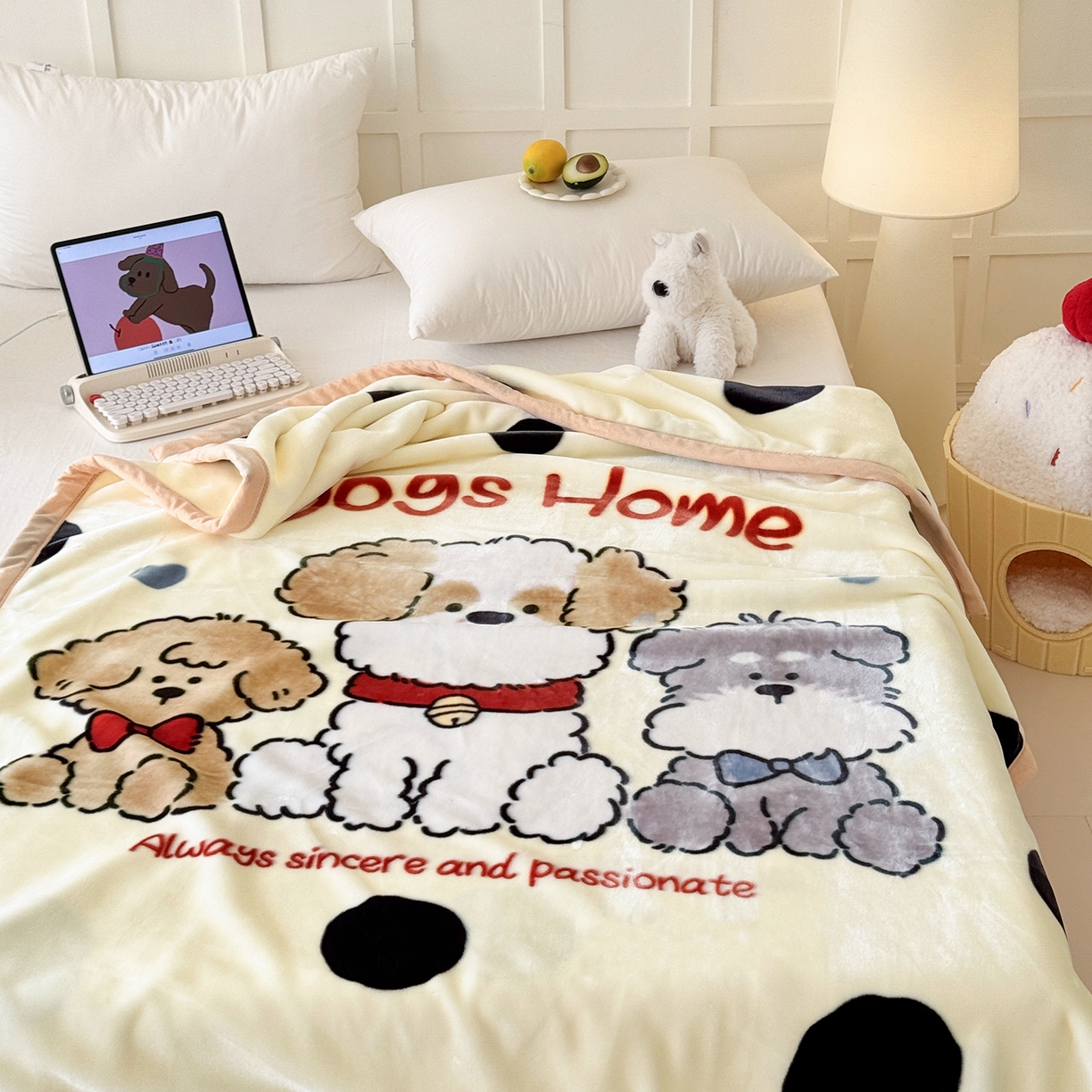 91家纺网 家纺一手货源 找家纺 舒隅家纺 2025新款大版印花云毯毛毯毯子 波点家族