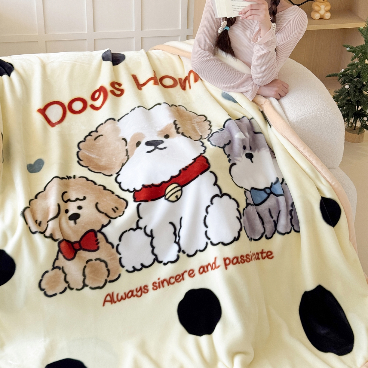 91家纺网 家纺一手货源 找家纺 舒隅家纺 2025新款大版印花云毯毛毯毯子 波点家族