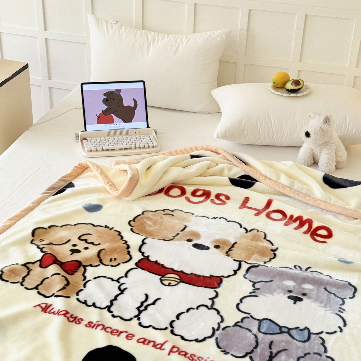 91家纺网 家纺一手货源 找家纺 舒隅家纺 2025新款大版印花云毯毛毯毯子 波点家族