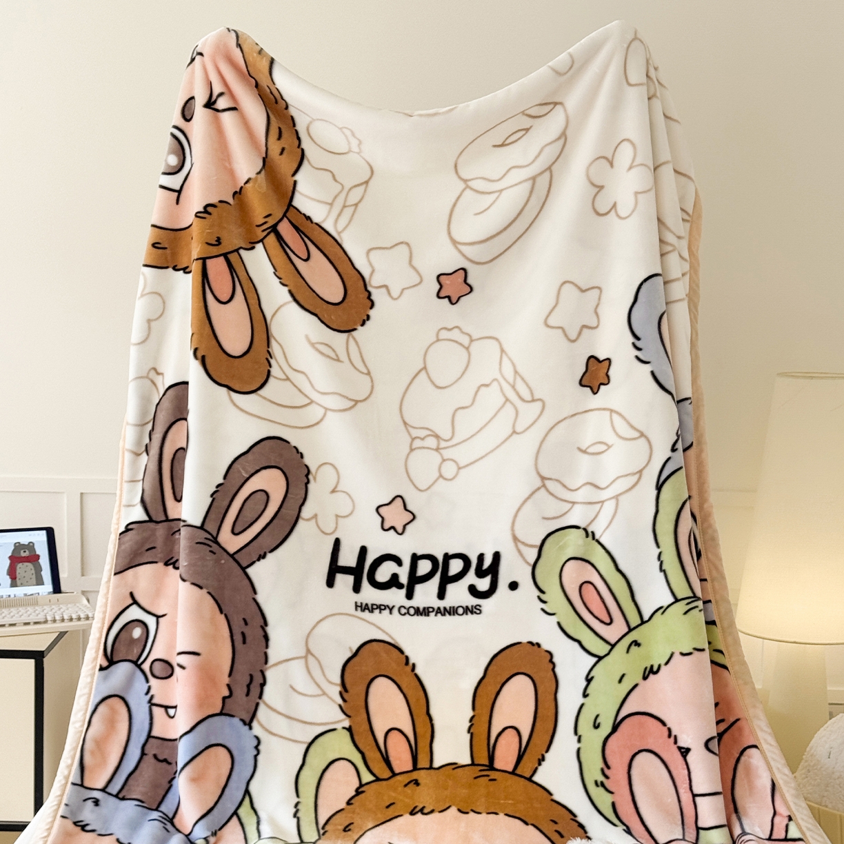 91家纺网 家纺一手货源 找家纺 舒隅家纺 2025新款大版印花云毯毛毯毯子 萌趣派对