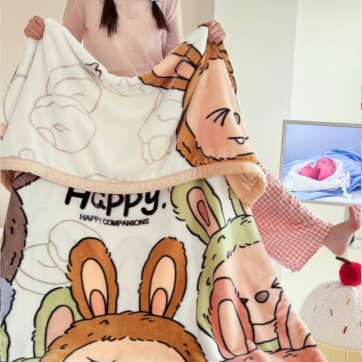 91家纺网 家纺一手货源 找家纺 舒隅家纺 2025新款大版印花云毯毛毯毯子 萌趣派对