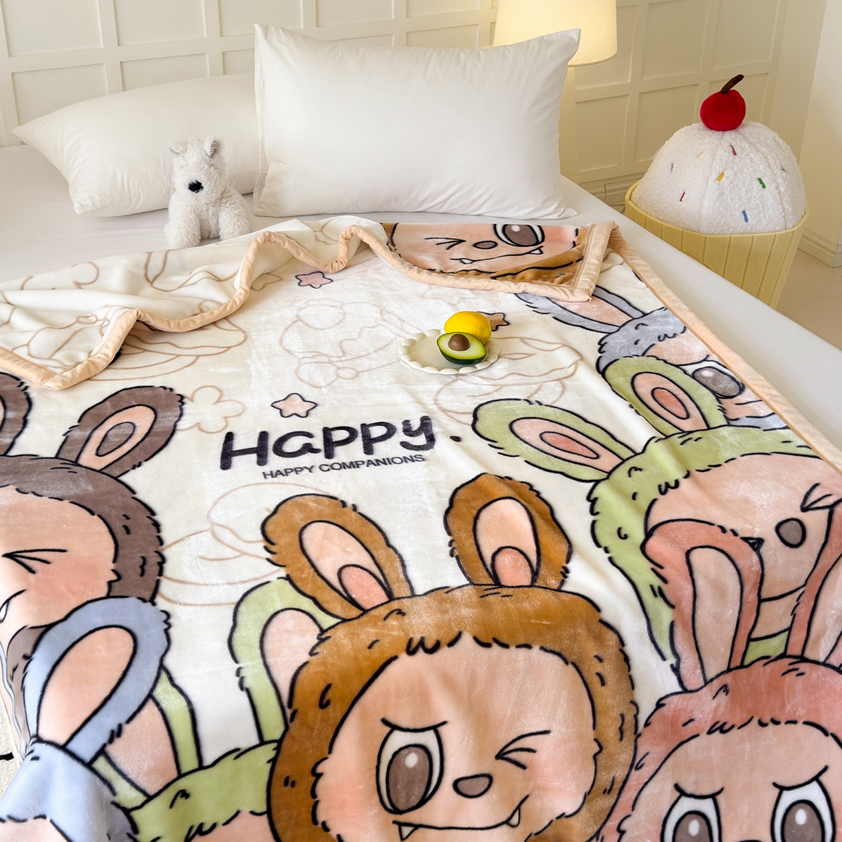 91家纺网 家纺一手货源 找家纺 舒隅家纺 2025新款大版印花云毯毛毯毯子 萌趣派对