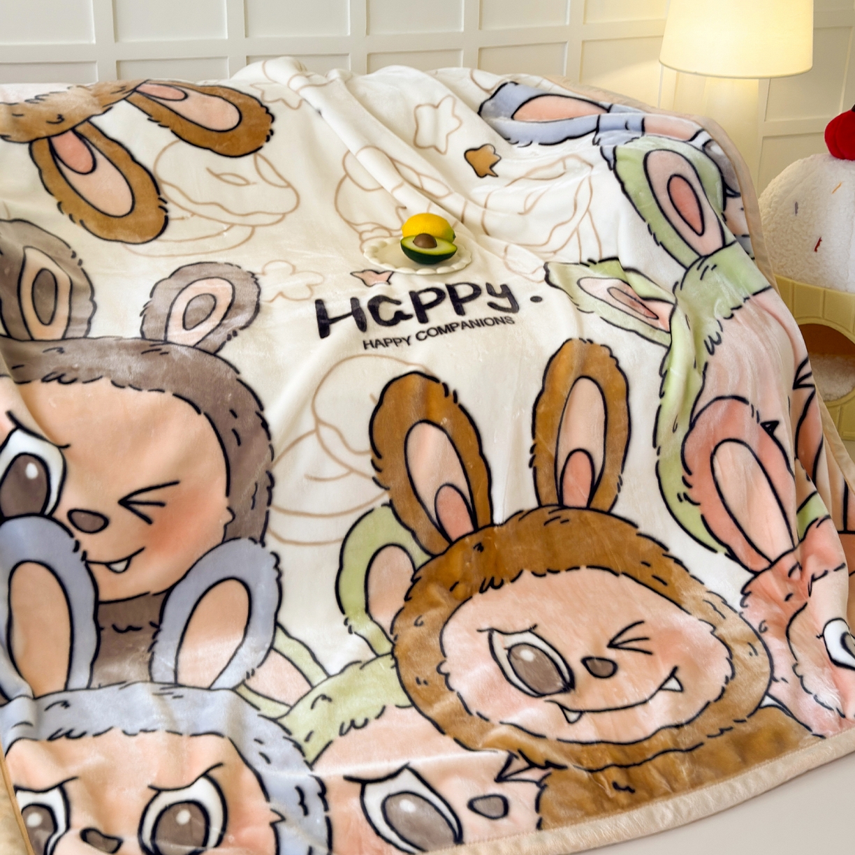 91家纺网 家纺一手货源 找家纺 舒隅家纺 2025新款大版印花云毯毛毯毯子 萌趣派对