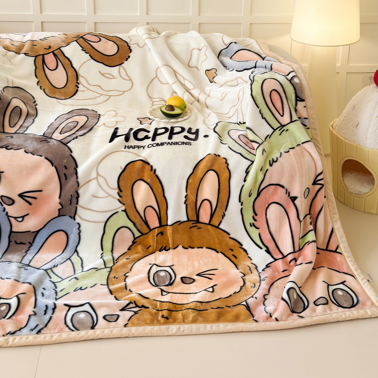 91家纺网 家纺一手货源 找家纺 舒隅家纺 2025新款大版印花云毯毛毯毯子 萌趣派对