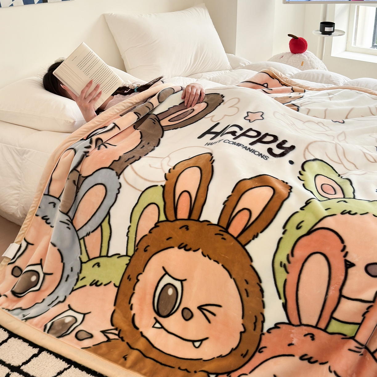 91家纺网 家纺一手货源 找家纺 舒隅家纺 2025新款大版印花云毯毛毯毯子 萌趣派对