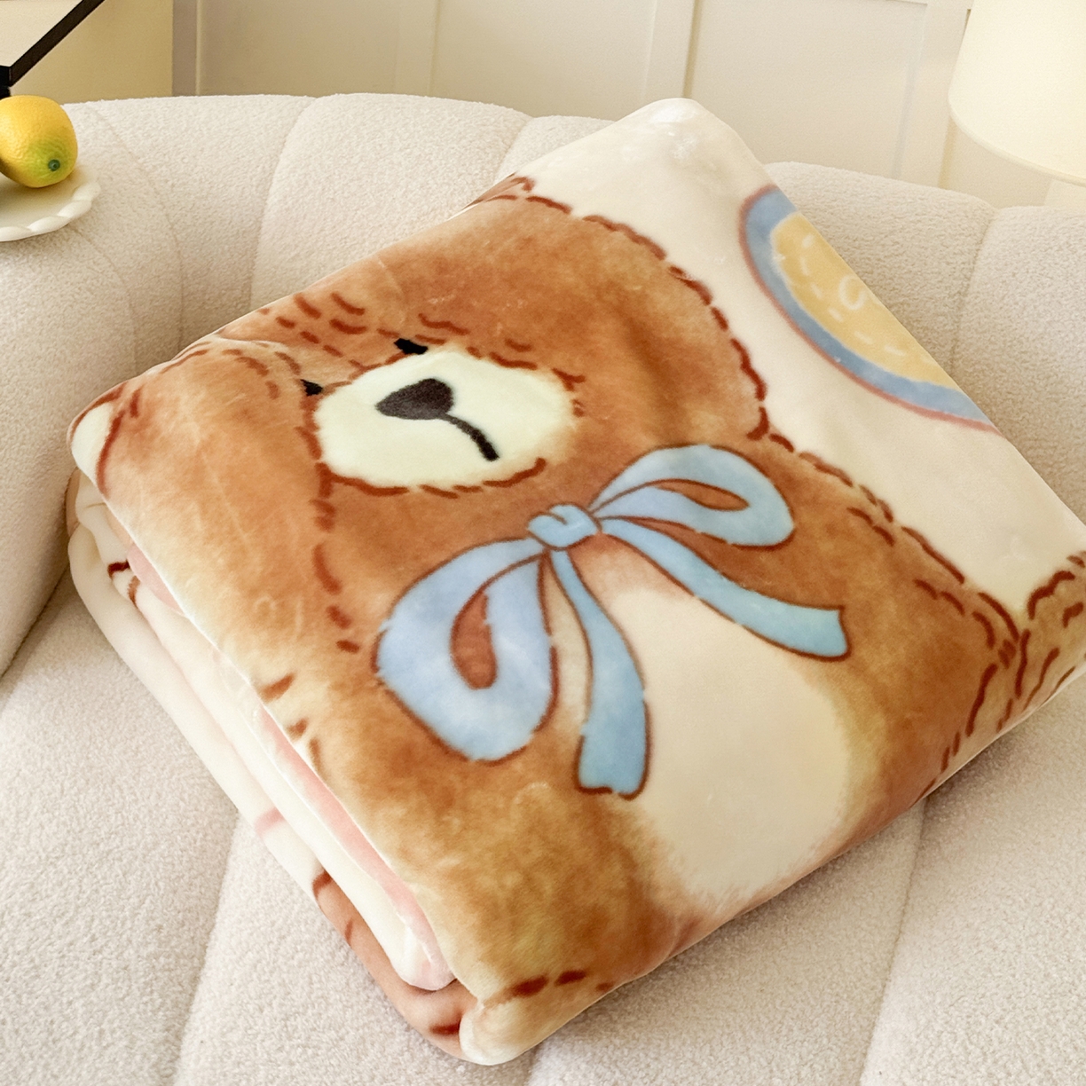 91家纺网 家纺一手货源 找家纺 舒隅家纺 2025新款大版印花云毯毛毯毯子 小熊日记