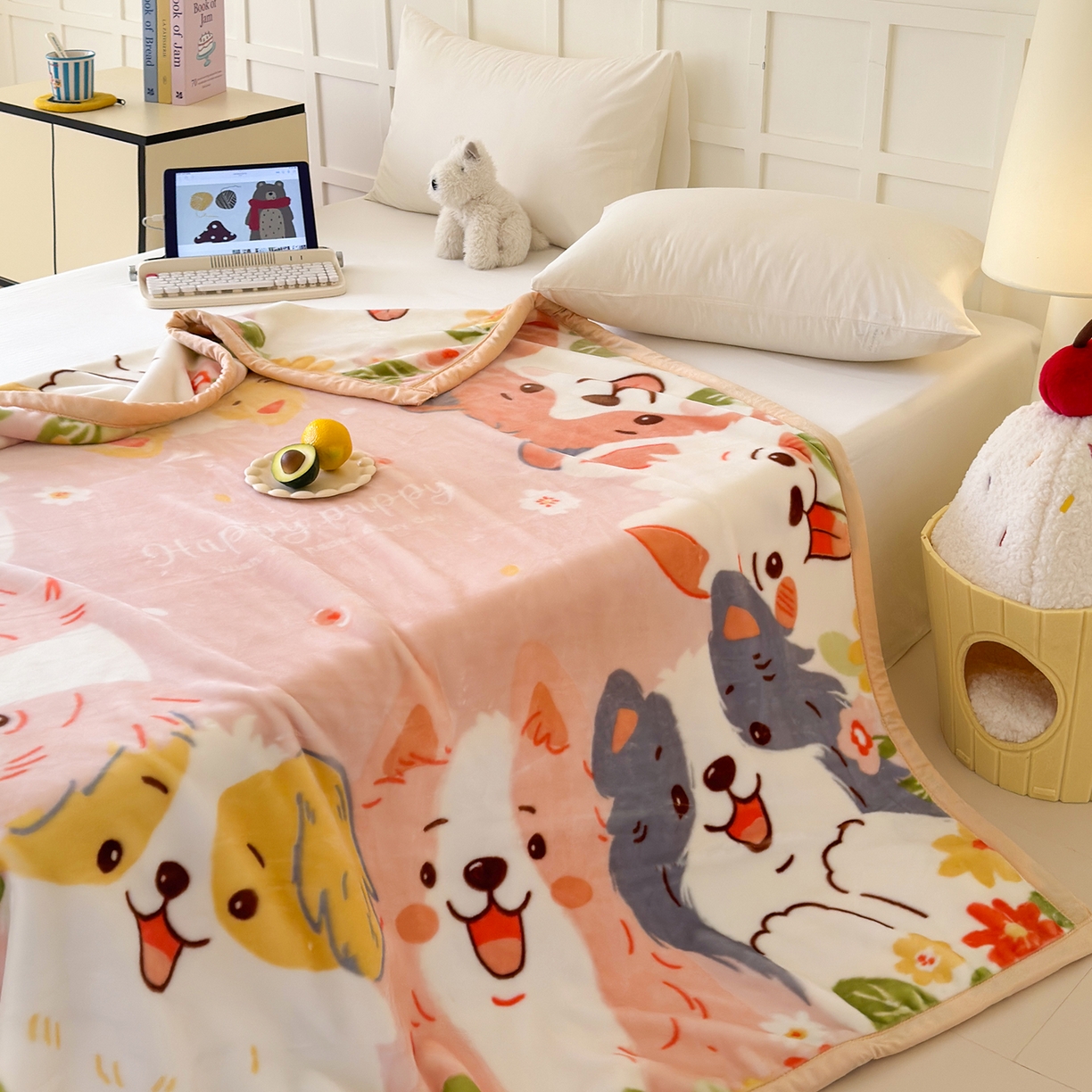 91家纺网 家纺一手货源 找家纺 舒隅家纺 2025新款大版印花云毯毛毯毯子 狗狗乐园