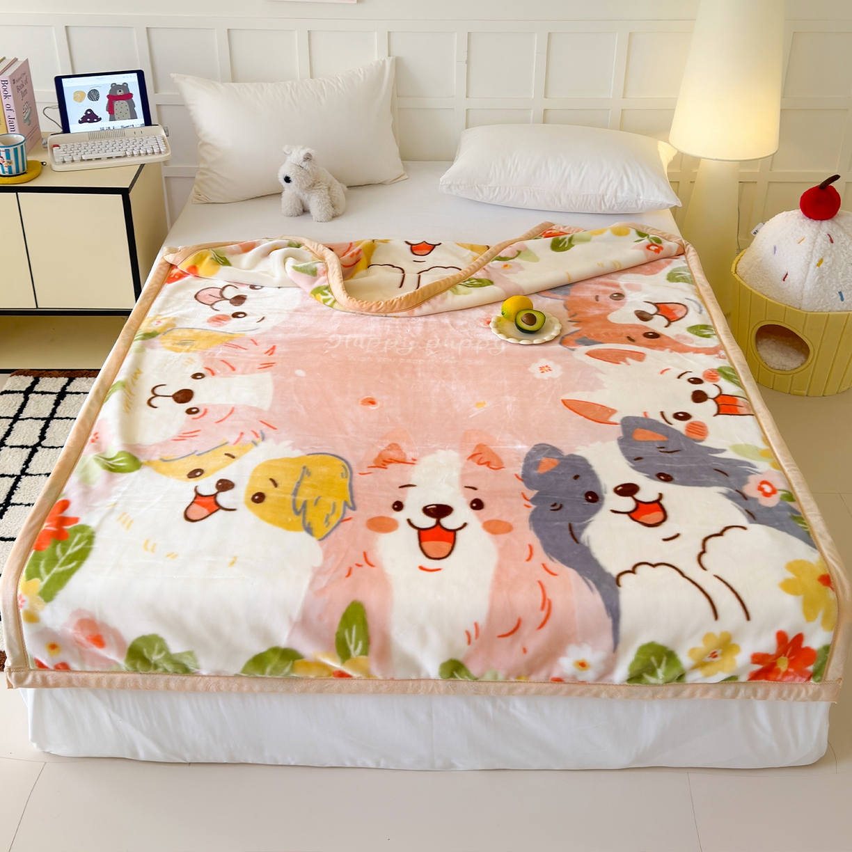 91家纺网 家纺一手货源 找家纺 舒隅家纺 2025新款大版印花云毯毛毯毯子 狗狗乐园