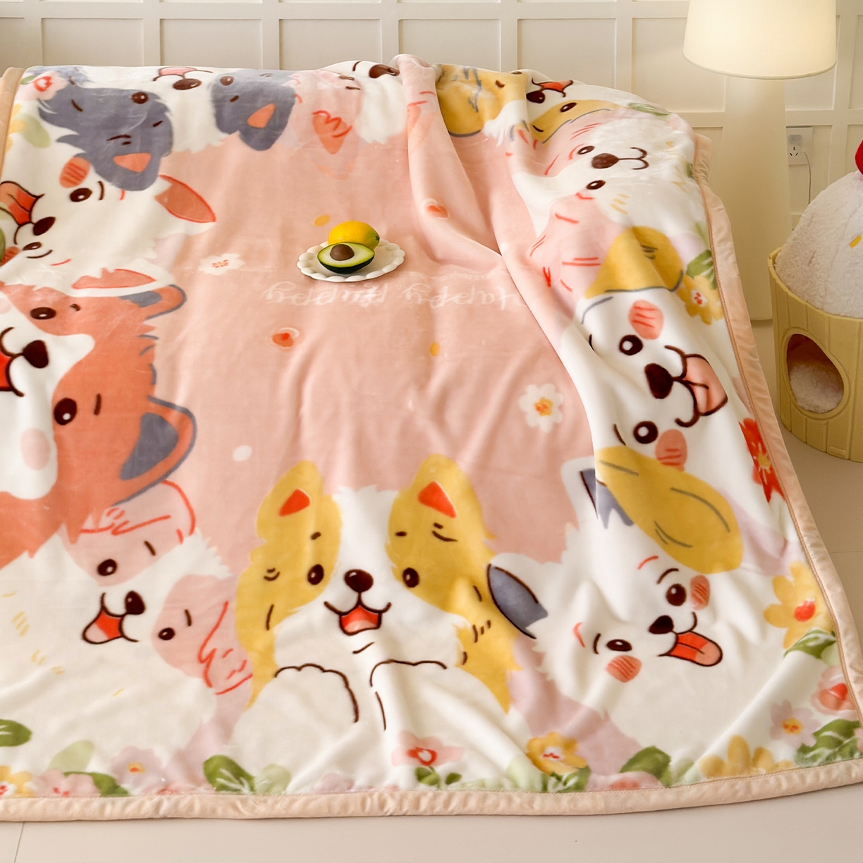 91家纺网 家纺一手货源 找家纺 舒隅家纺 2025新款大版印花云毯毛毯毯子 狗狗乐园