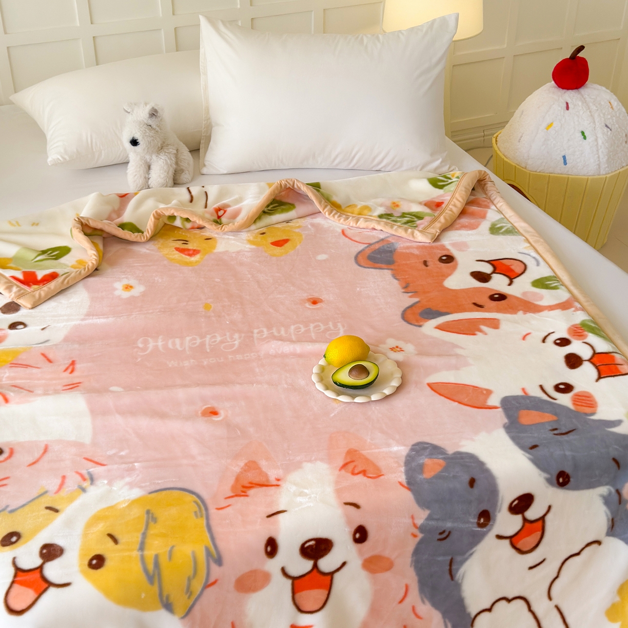 91家纺网 家纺一手货源 找家纺 舒隅家纺 2025新款大版印花云毯毛毯毯子 狗狗乐园