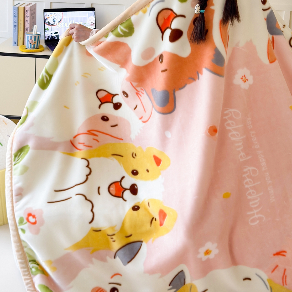 91家纺网 家纺一手货源 找家纺 舒隅家纺 2025新款大版印花云毯毛毯毯子 狗狗乐园