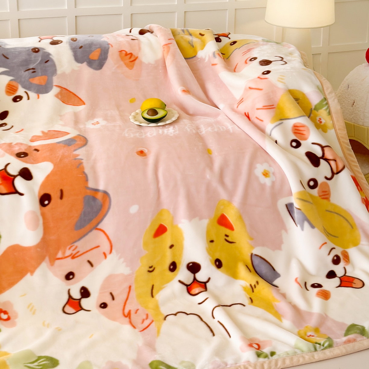 91家纺网 家纺一手货源 找家纺 舒隅家纺 2025新款大版印花云毯毛毯毯子 狗狗乐园