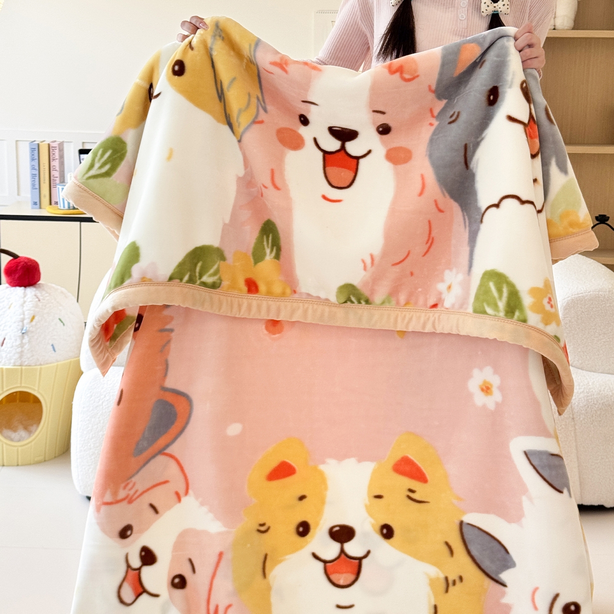 91家纺网 家纺一手货源 找家纺 舒隅家纺 2025新款大版印花云毯毛毯毯子 狗狗乐园