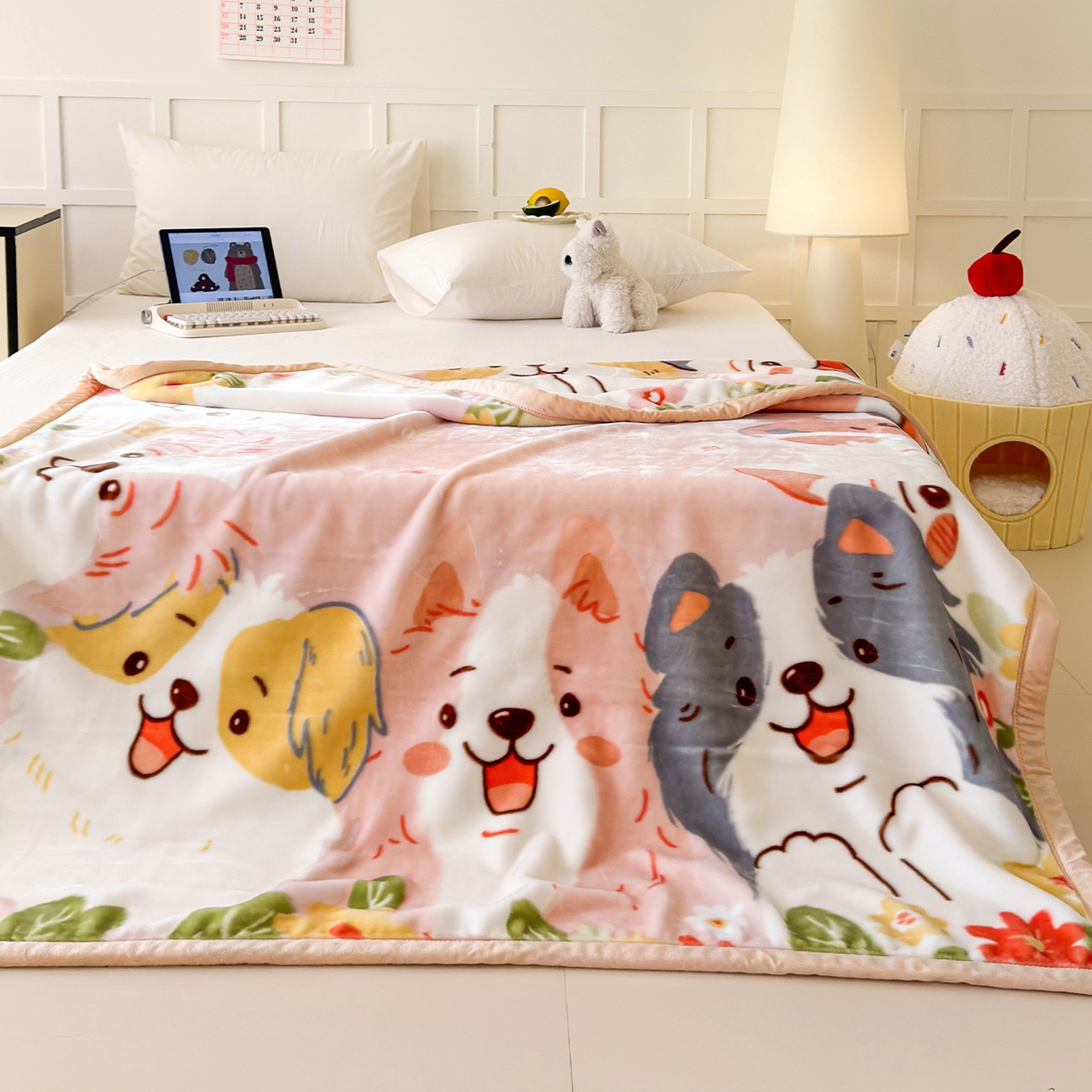 91家纺网 家纺一手货源 找家纺 舒隅家纺 2025新款大版印花云毯毛毯毯子 狗狗乐园