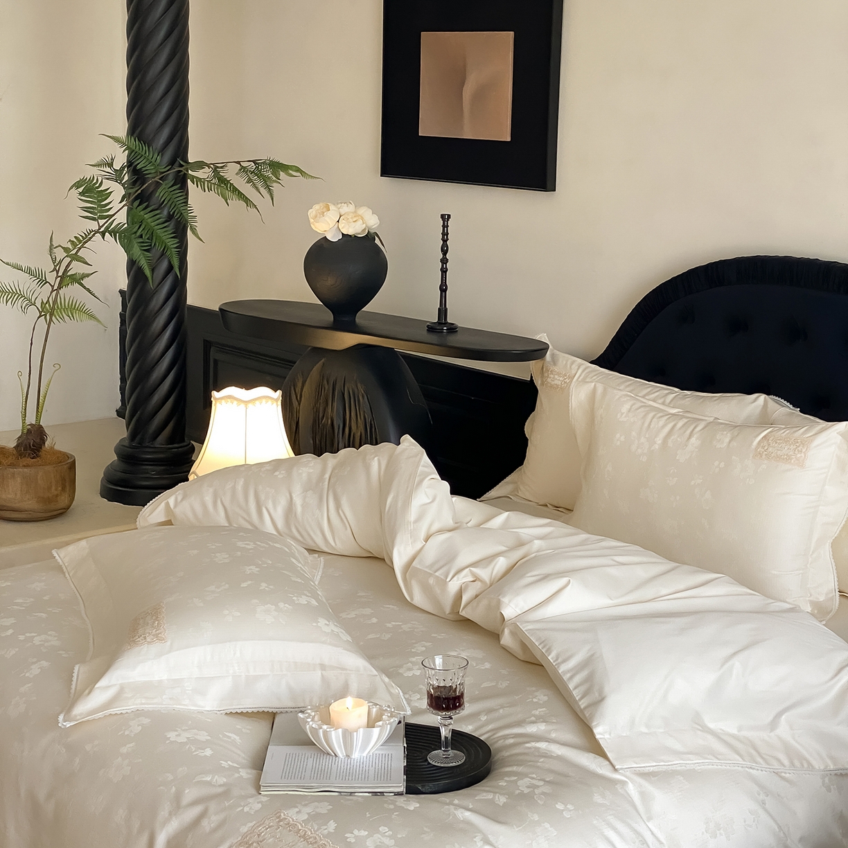 91家纺网 家纺一手货源 找家纺 太古汇家居 2025新款全棉提花系列四件套-塞纳河畔 塞纳河畔-香槟