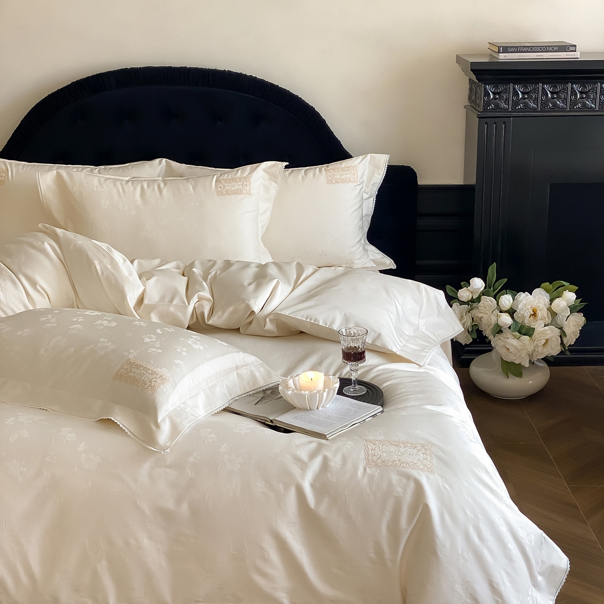 91家纺网 家纺一手货源 找家纺 太古汇家居 2025新款全棉提花系列四件套-塞纳河畔 塞纳河畔-香槟