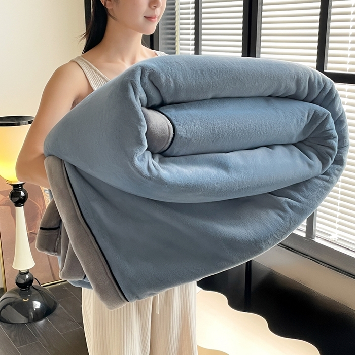 91家纺网 家纺一手货源 找家纺 （总）欧邦 2025新款加厚牛奶绒毛毯多功能盖毯毯子-素颜系列