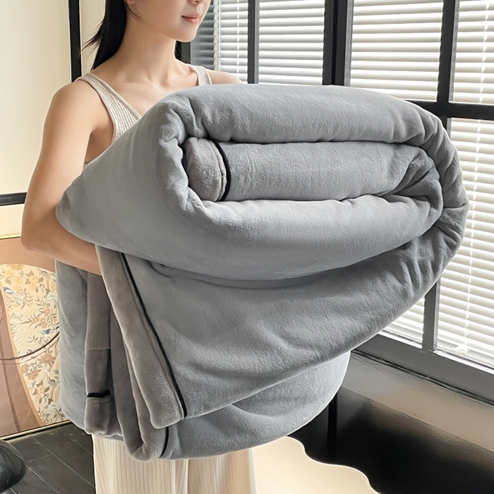 91家纺网 家纺一手货源 找家纺 （总）欧邦 2025新款加厚牛奶绒毛毯多功能盖毯毯子-素颜系列