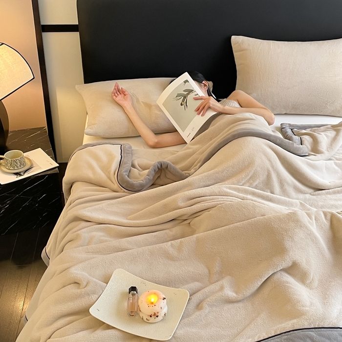 91家纺网 家纺一手货源 找家纺 欧邦 2025新款加厚牛奶绒毛毯多功能盖毯毯子-素颜系列 素颜-卡其