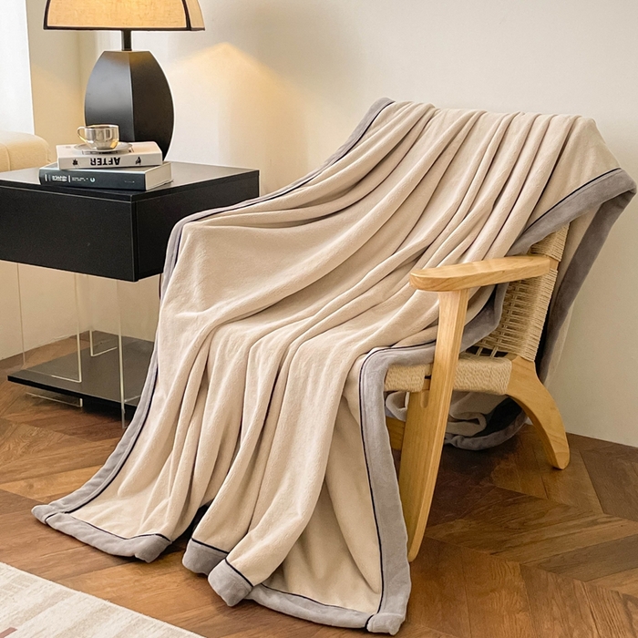 91家纺网 家纺一手货源 找家纺 欧邦 2025新款加厚牛奶绒毛毯多功能盖毯毯子-素颜系列 素颜-卡其