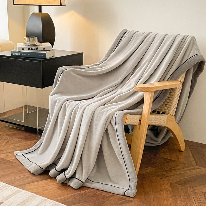 91家纺网 家纺一手货源 找家纺 欧邦 2025新款加厚牛奶绒毛毯多功能盖毯毯子-素颜系列 素颜-浅灰