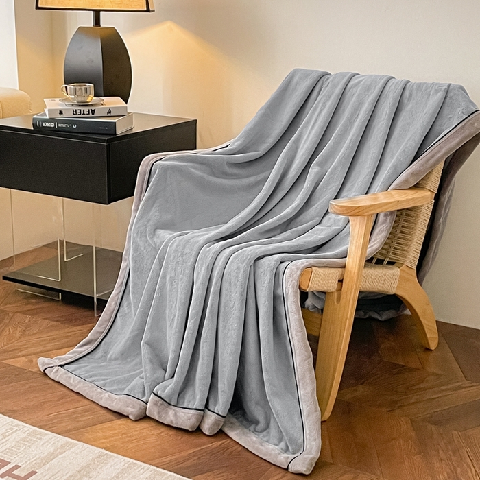 91家纺网 家纺一手货源 找家纺 欧邦 2025新款加厚牛奶绒毛毯多功能盖毯毯子-素颜系列 素颜-雾灰