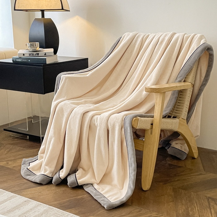 91家纺网 家纺一手货源 找家纺 欧邦 2025新款加厚牛奶绒毛毯多功能盖毯毯子-素颜系列 素颜-杏色