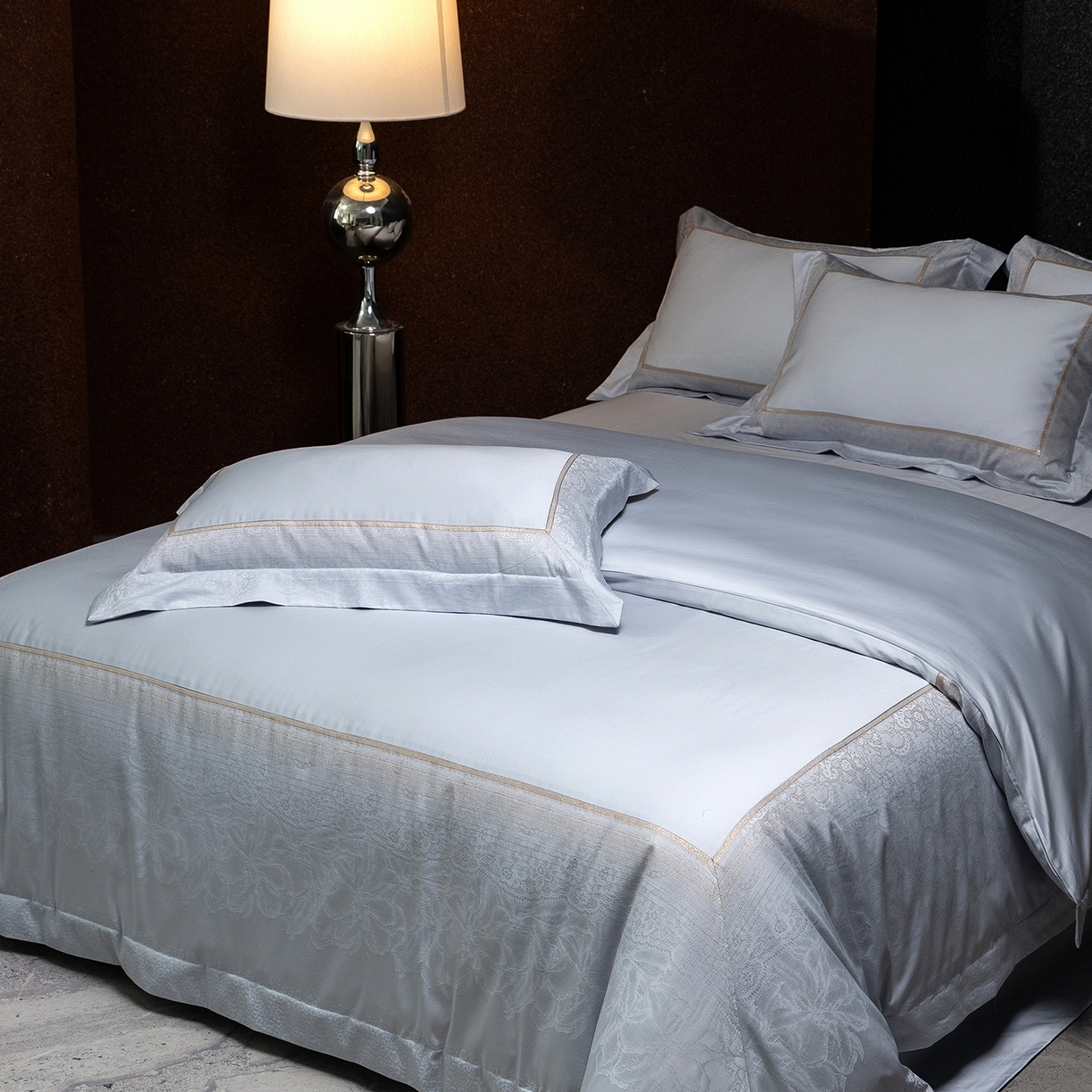 91家纺网 家纺一手货源 找家纺 太古汇家居 2025新款高精密提花四件套-玛吉拉系列 玛吉拉-蓝