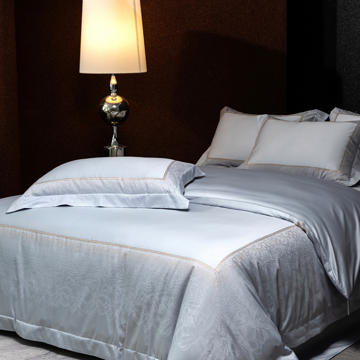 91家纺网 家纺一手货源 找家纺 太古汇家居 2025新款高精密提花四件套-玛吉拉系列 玛吉拉-蓝