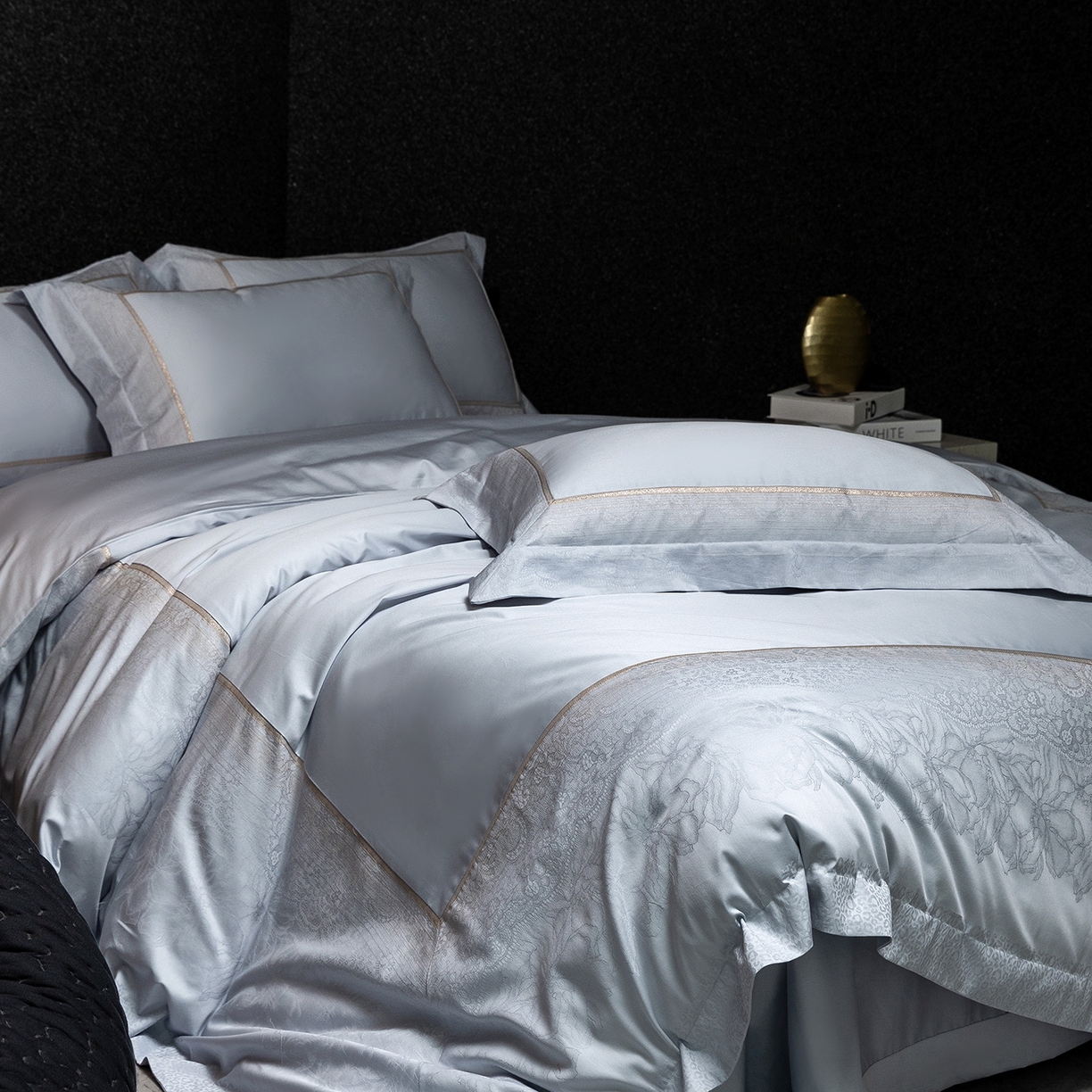 91家纺网 家纺一手货源 找家纺 太古汇家居 2025新款高精密提花四件套-玛吉拉系列 玛吉拉-蓝