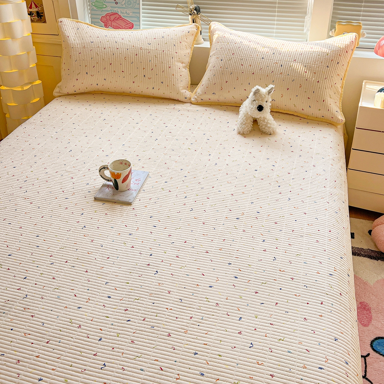 91家纺网 家纺一手货源 找家纺 优选 2025新款木棉双层纱ins少女心可爱加厚豆豆冬被四件套床盖三件套暖梦小红书推荐 音乐篇章