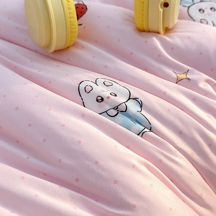 91家纺网 家纺一手货源 找家纺 小芽家居 2025新款A类豆豆被 甜梦粉