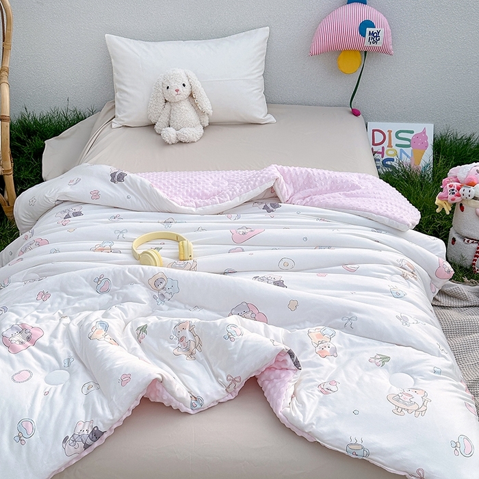 91家纺网 家纺一手货源 找家纺 小芽家居 2025新款A类豆豆被 甜梦小被-白