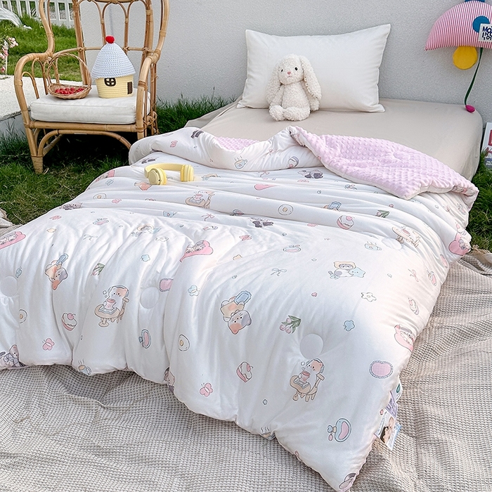 91家纺网 家纺一手货源 找家纺 小芽家居 2025新款A类豆豆被 甜梦小被-白