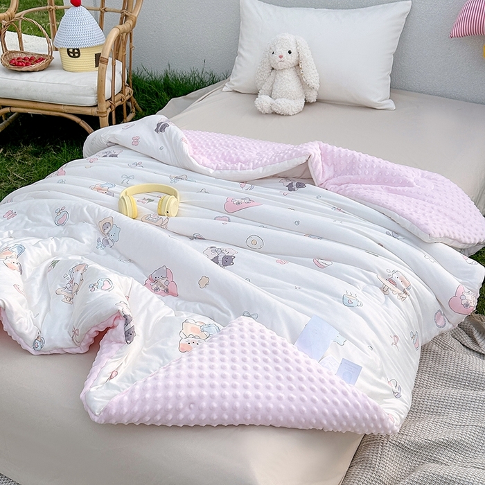 91家纺网 家纺一手货源 找家纺 小芽家居 2025新款A类豆豆被 甜梦小被-白