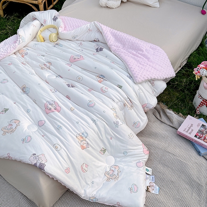 91家纺网 家纺一手货源 找家纺 小芽家居 2025新款A类豆豆被 甜梦小被-白