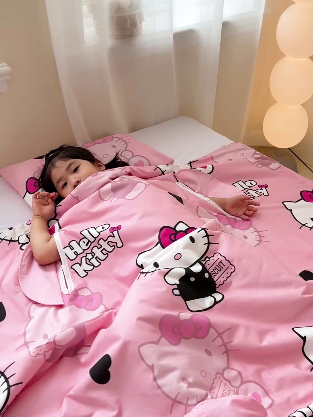 91家纺网 家纺一手货源 找家纺 名兮家居 2025新款正版授权全棉纯棉儿童护肚防踢睡袋 防踢被-爱心kt