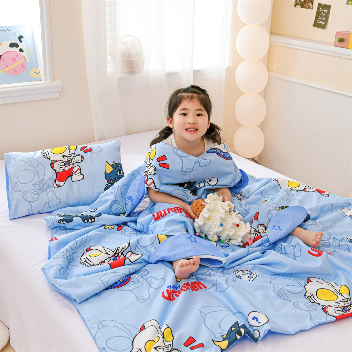 91家纺网 家纺一手货源 找家纺 名兮家居 2025新款正版授权全棉纯棉儿童护肚防踢睡袋 防踢被-奥特勇士