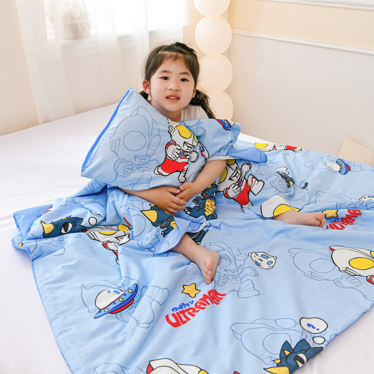 91家纺网 家纺一手货源 找家纺 名兮家居 2025新款正版授权全棉纯棉儿童护肚防踢睡袋 防踢被-奥特勇士