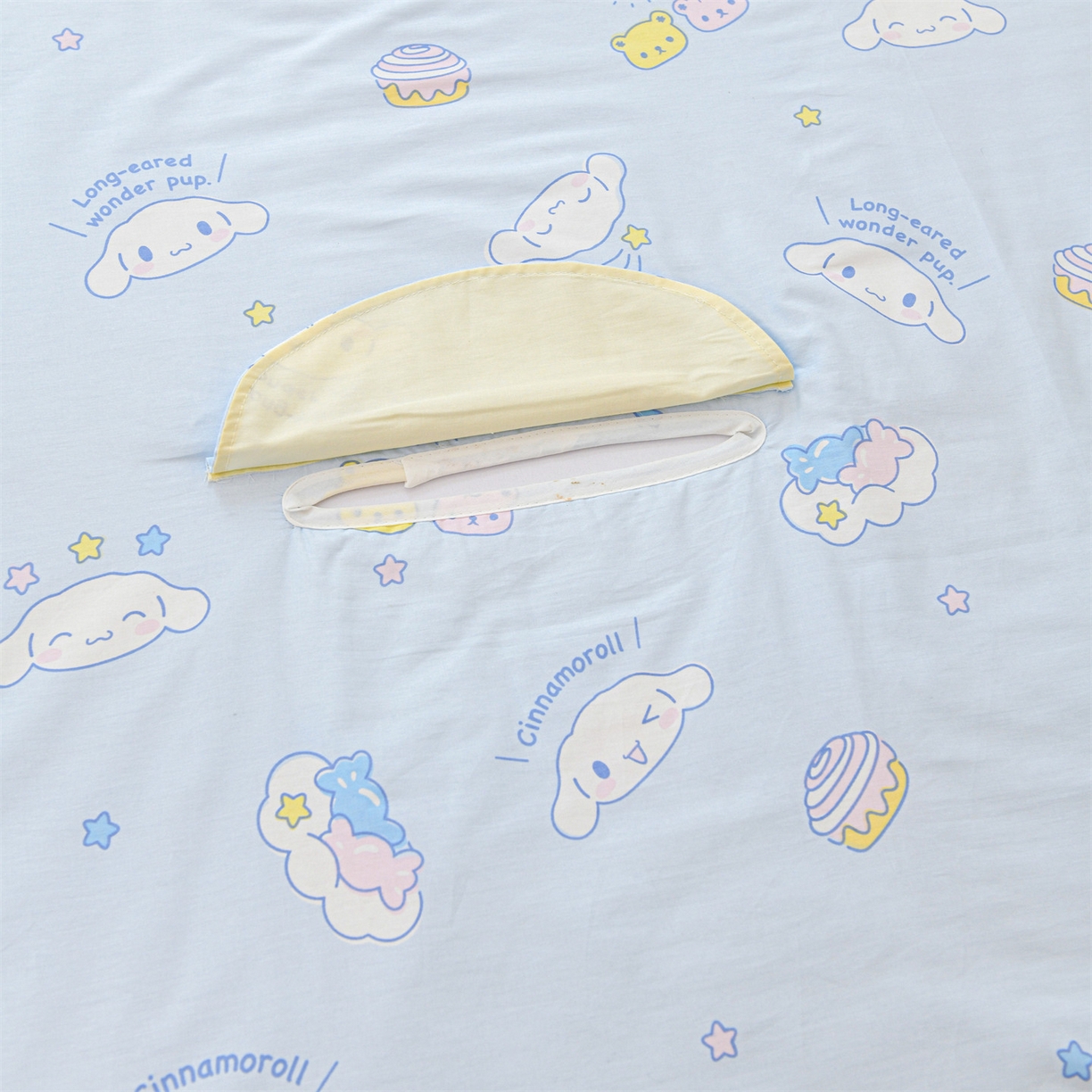 91家纺网 家纺一手货源 找家纺 名兮家居 2025新款正版授权全棉纯棉儿童护肚防踢睡袋 防踢被-蛋糕玉桂狗