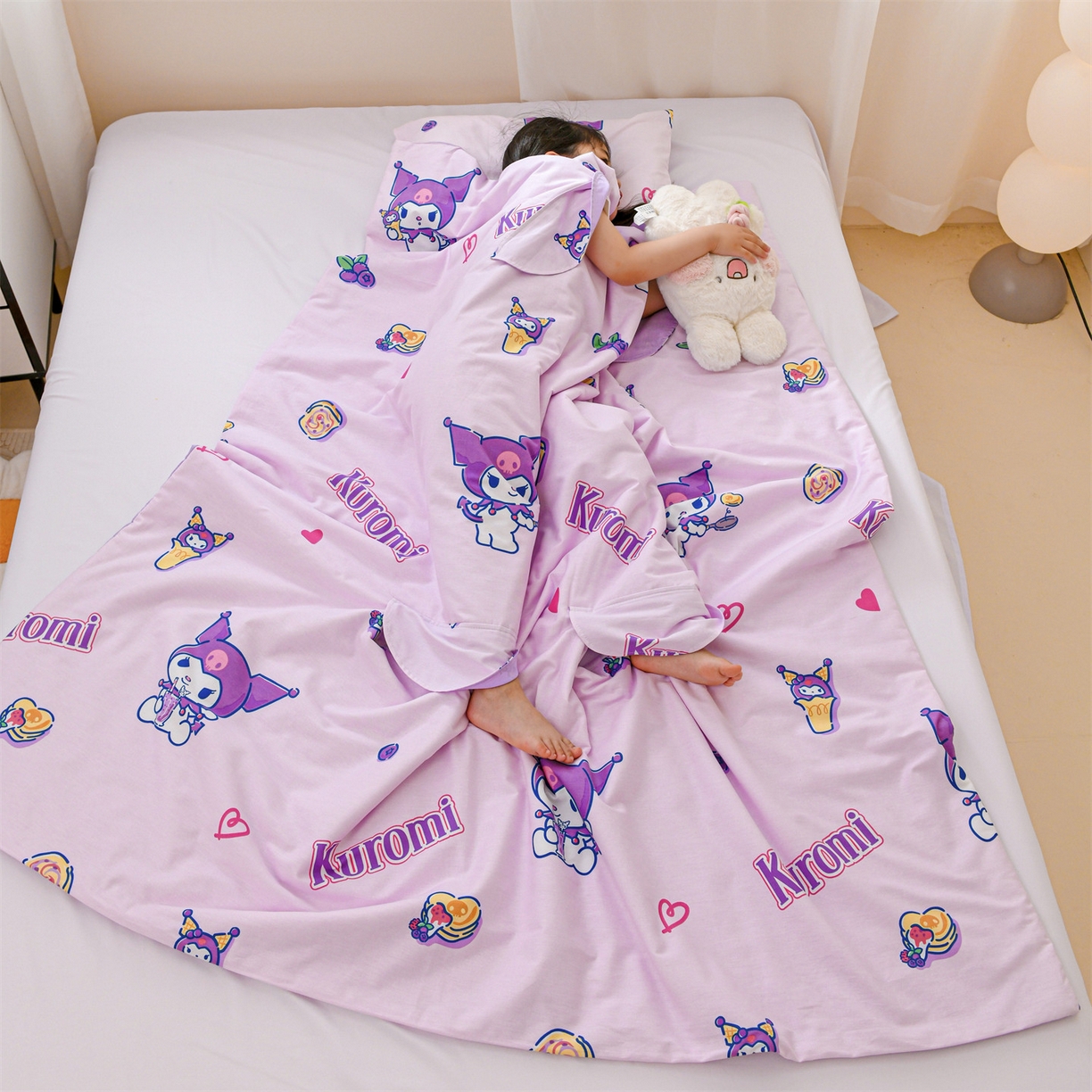 91家纺网 家纺一手货源 找家纺 名兮家居 2025新款正版授权全棉纯棉儿童护肚防踢睡袋 防踢被-甜筒库洛米