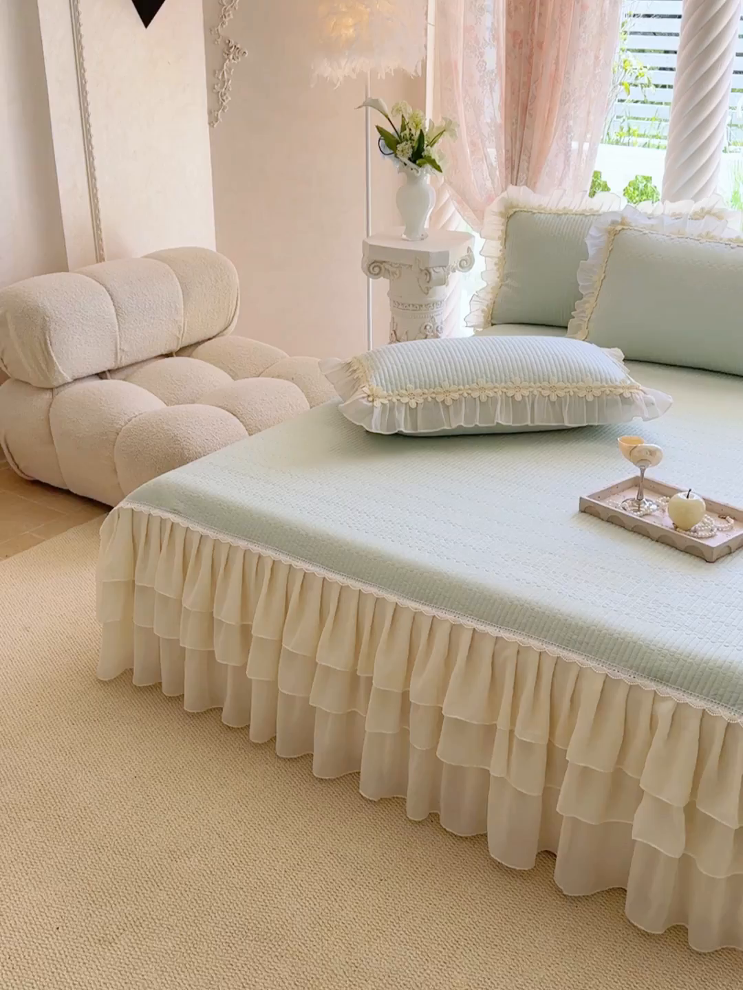 91家纺网 家纺一手货源 找家纺 （总）依蔓羽 2025新款全棉水洗棉太阳花三件套系列