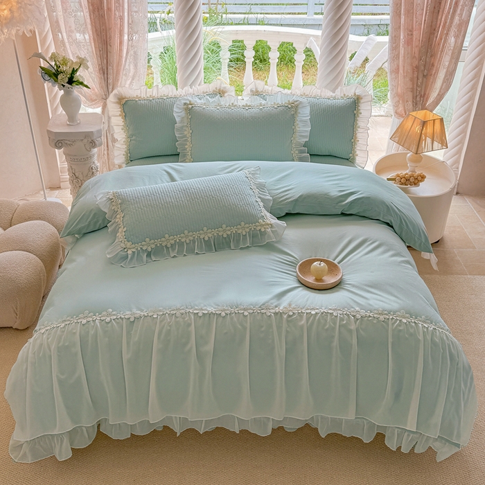 91家纺网 家纺一手货源 找家纺 （总）依蔓羽 2025新款全棉水洗棉太阳花三件套系列