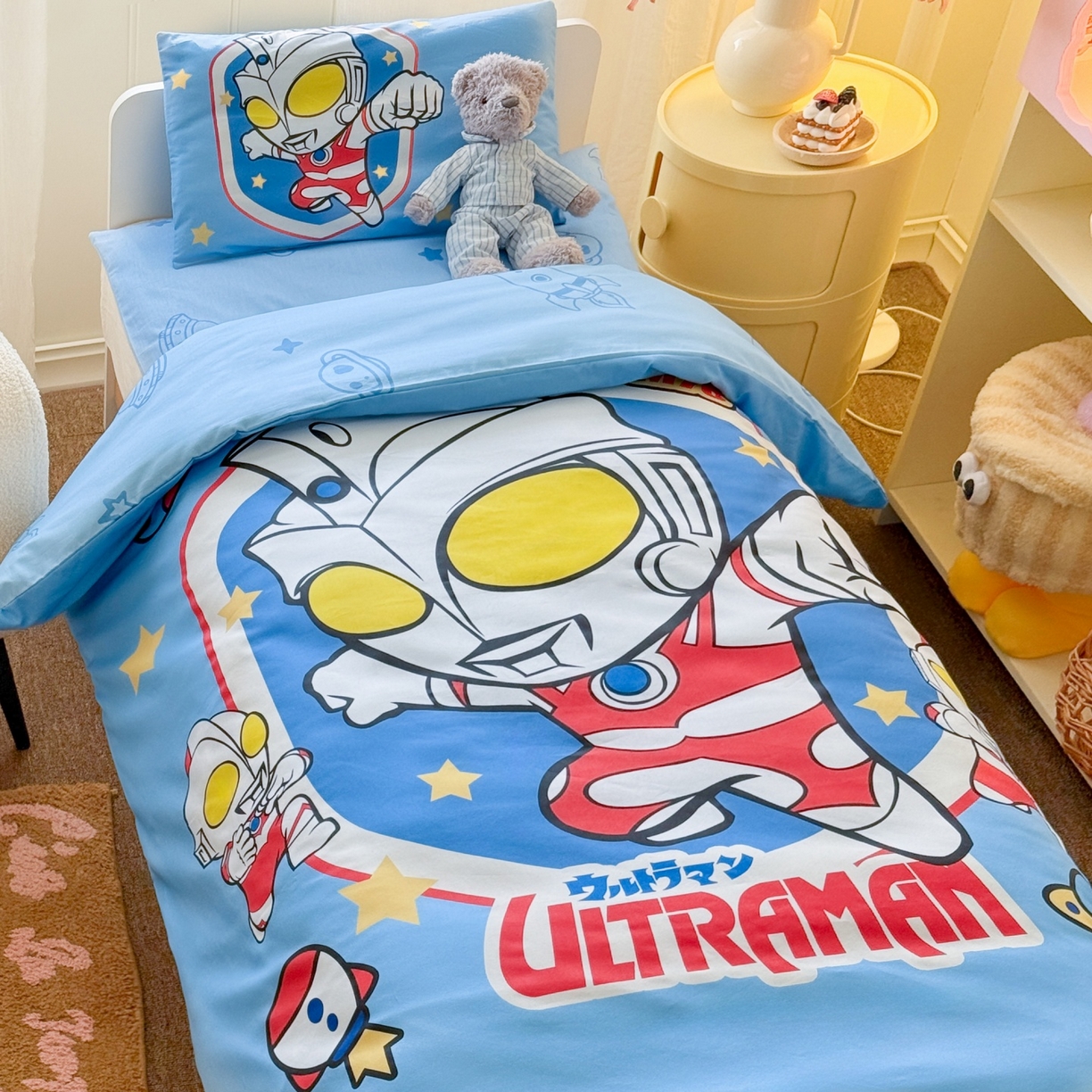 91家纺网 家纺一手货源 找家纺 （总）名兮家居 2025新款全棉大版经典奥特曼幼儿园儿童套件【含防伪标】