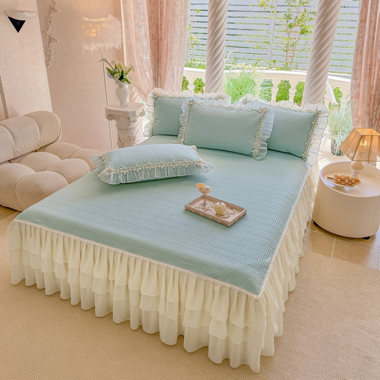 91家纺网 家纺一手货源 找家纺 （总）依蔓羽 2025新款全棉水洗棉太阳花四件套系列