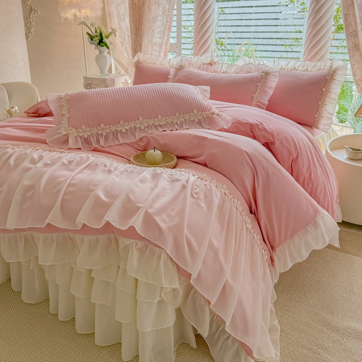 91家纺网 家纺一手货源 找家纺 （总）依蔓羽 2025新款全棉水洗棉太阳花四件套系列