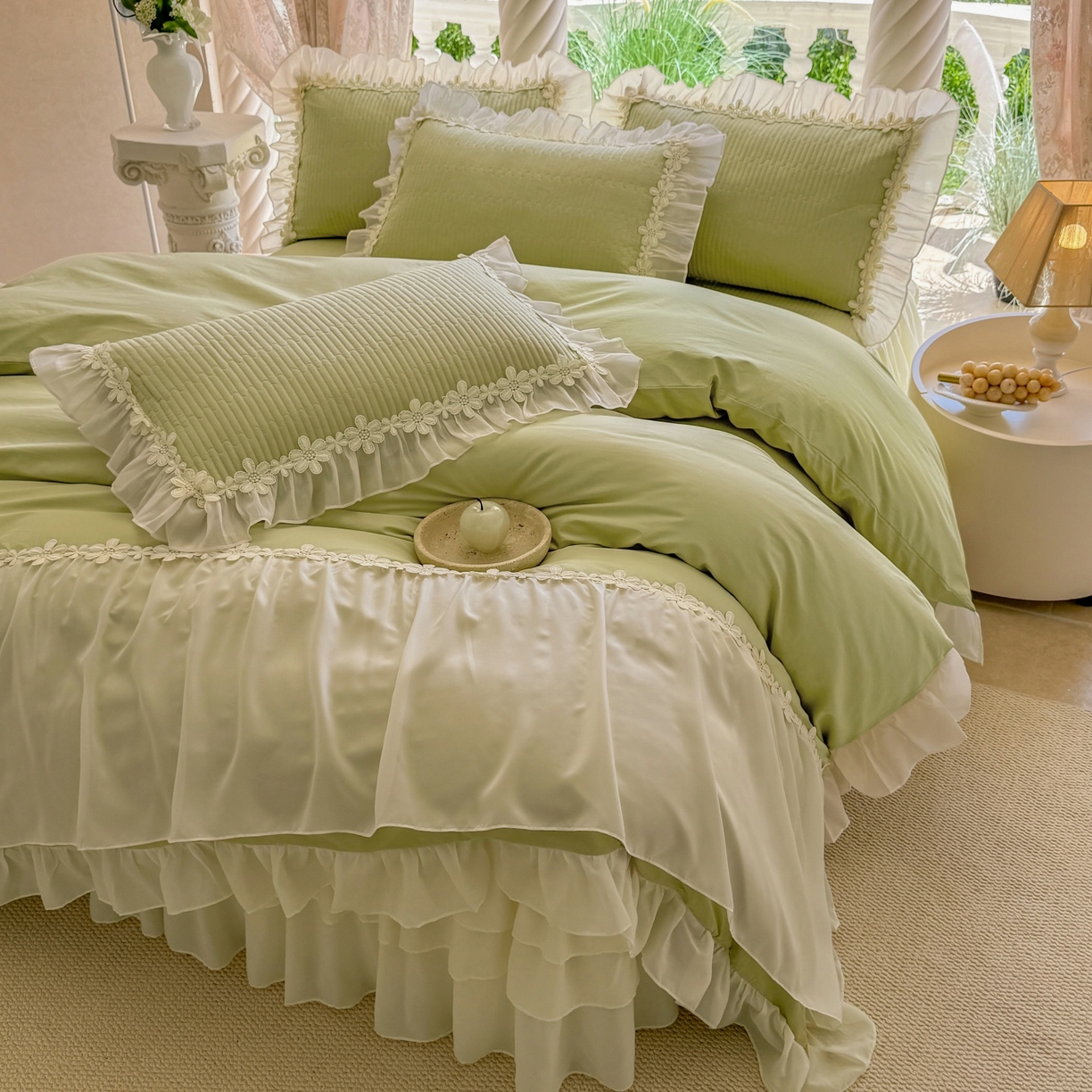 91家纺网 家纺一手货源 找家纺 （总）依蔓羽 2025新款全棉水洗棉太阳花四件套系列